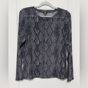 Express Charcoal Snake Print Long Sleeve Top
